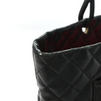 Calfskin Quilted Large Cambon Tote Black