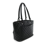 Calfskin Quilted Large Cambon Tote Black