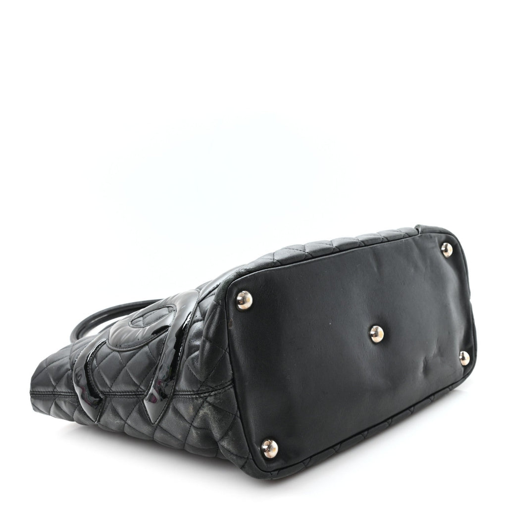 Calfskin Quilted Large Cambon Tote Black