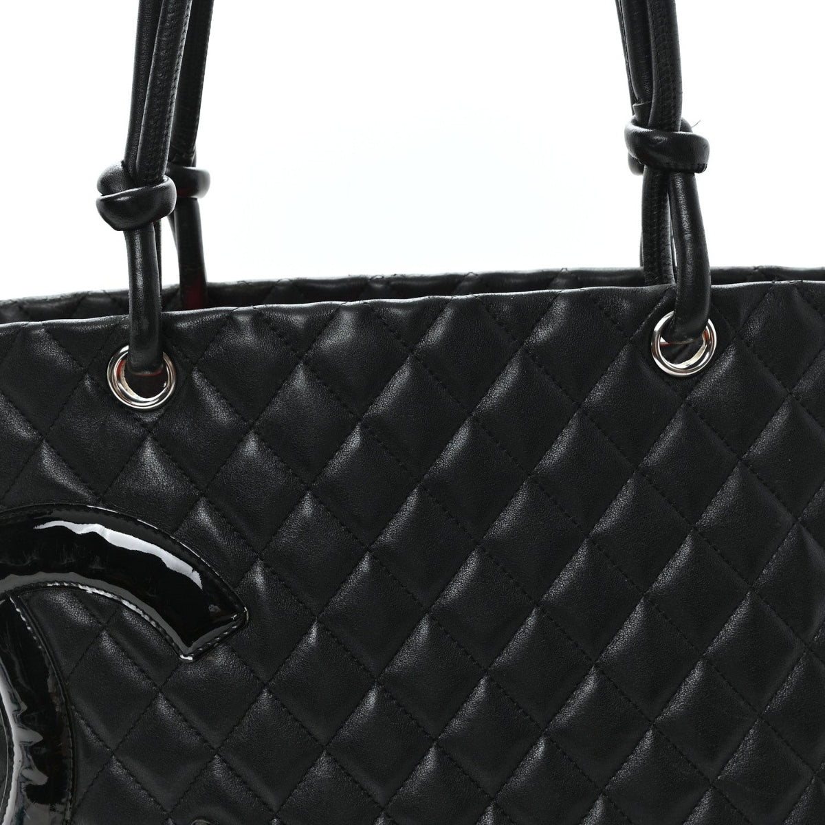 Calfskin Quilted Large Cambon Tote Black