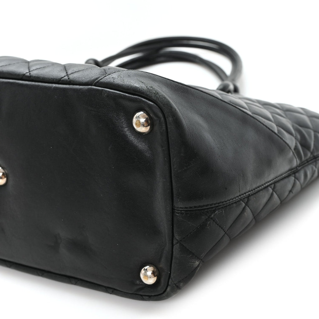 Calfskin Quilted Large Cambon Tote Black