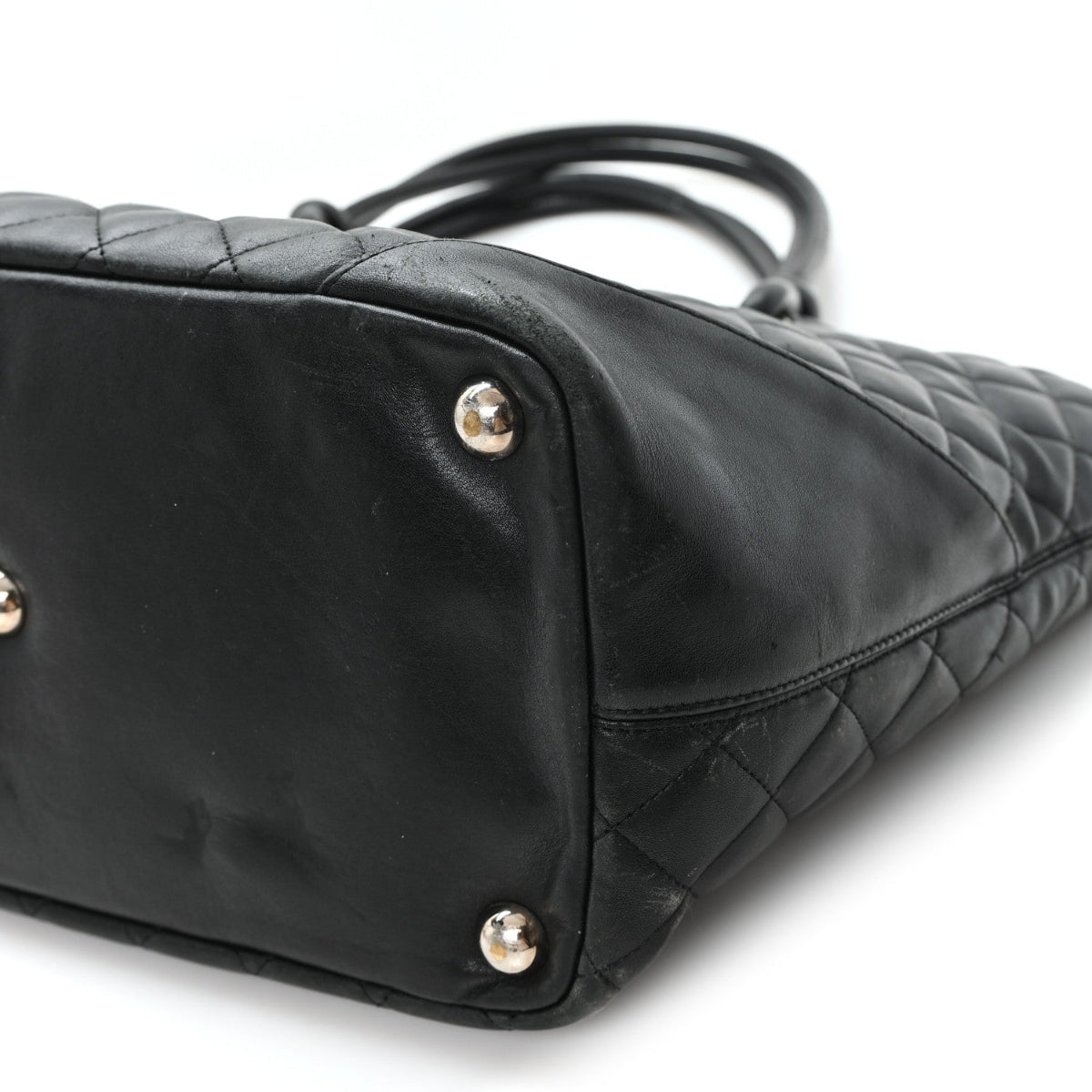 Calfskin Quilted Large Cambon Tote Black