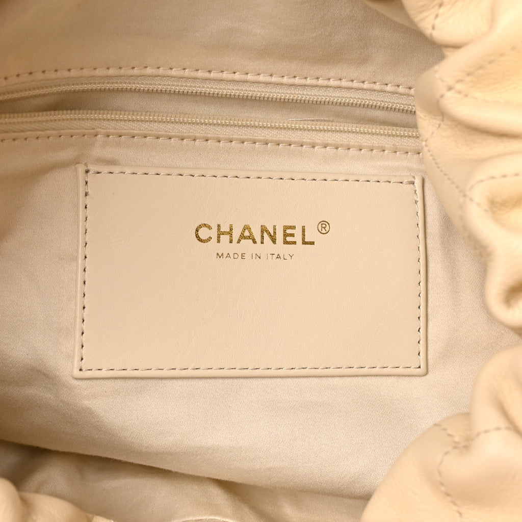 Calfskin Quilted Maxi Hobo Beige