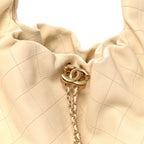 Calfskin Quilted Maxi Hobo Beige