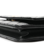 Calfskin Quilted Maxi Pearl Wallet On Chain WOC Black