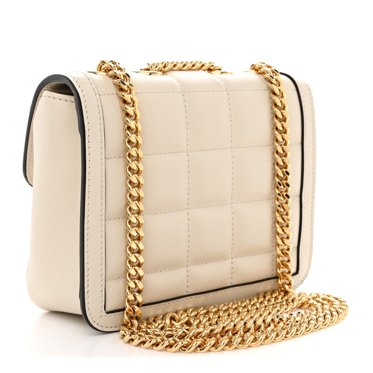 Calfskin Quilted Mini Deco Shoulder Bag Mystic White