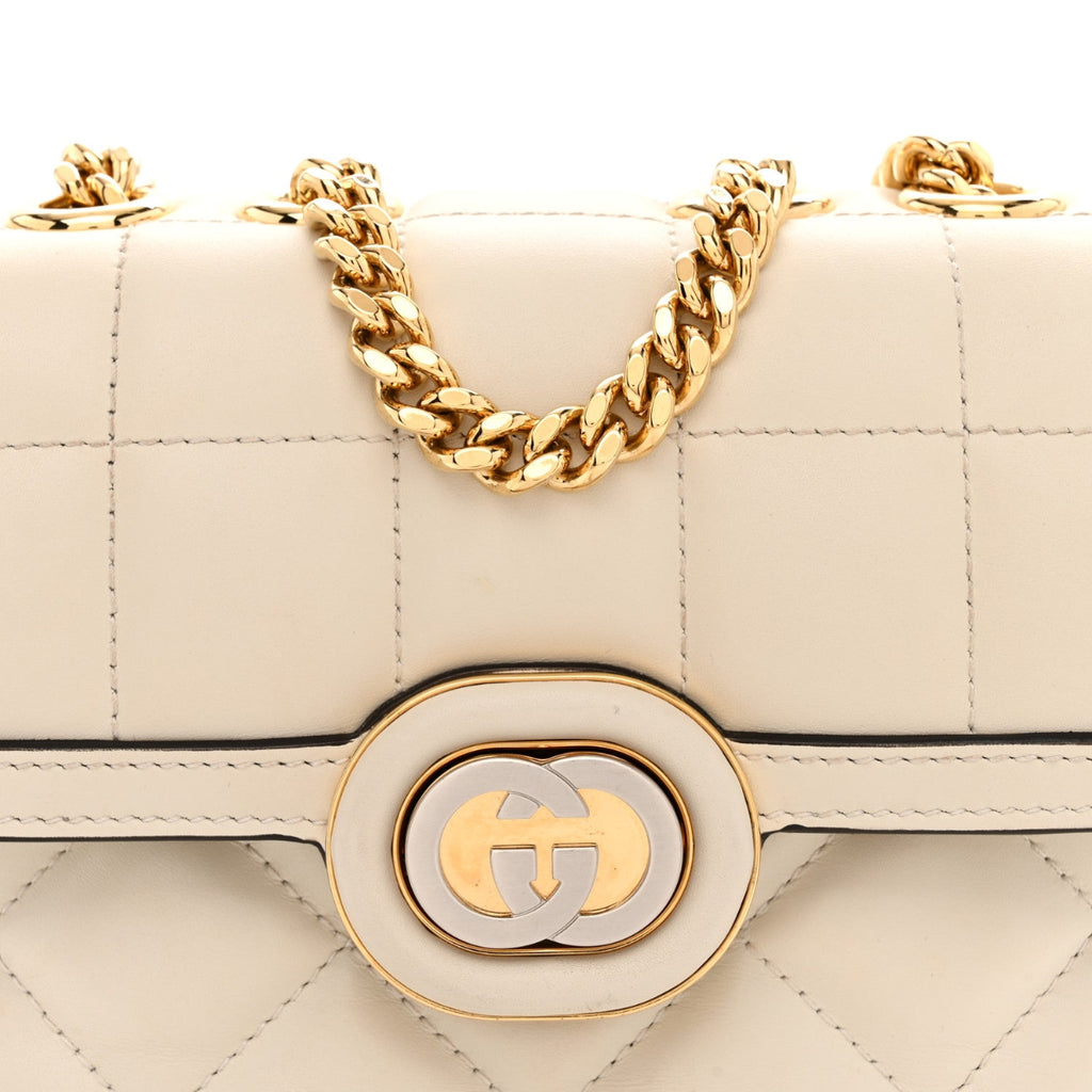 Calfskin Quilted Mini Deco Shoulder Bag Mystic White