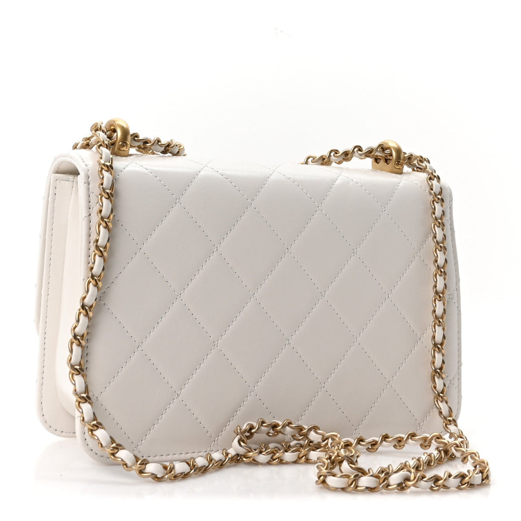 Calfskin Quilted Perfect Fit Flap White