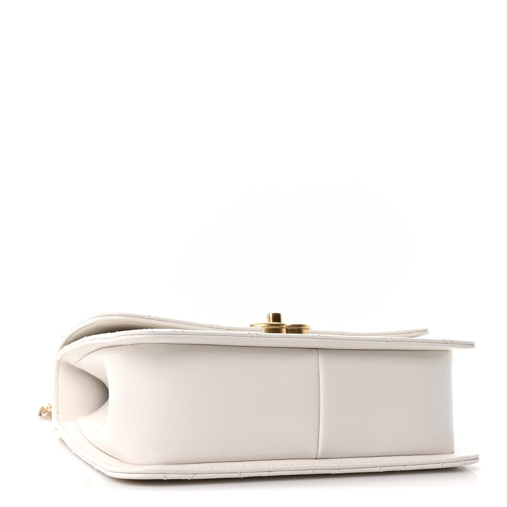 Calfskin Quilted Perfect Fit Flap White