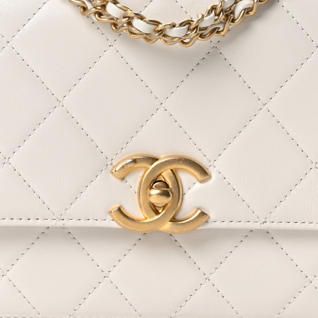 Calfskin Quilted Perfect Fit Flap White