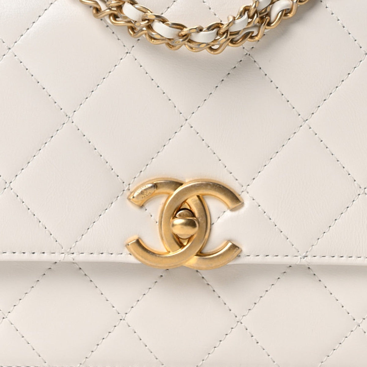 Calfskin Quilted Perfect Fit Flap White