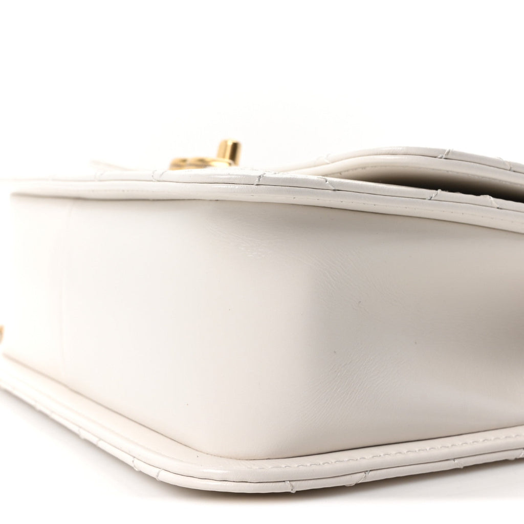 Calfskin Quilted Perfect Fit Flap White