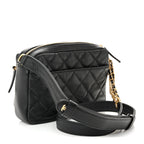 Calfskin Quilted Small Camera Case Black