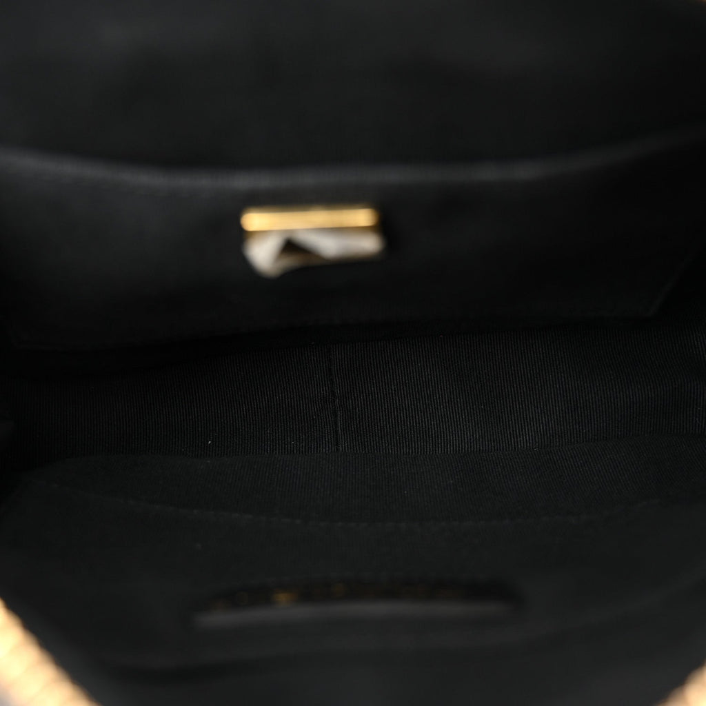 Calfskin Quilted Small Camera Case Black