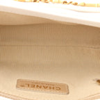 Calfskin Quilted Small Enchained Flap White