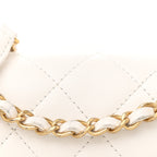 Calfskin Quilted Small Enchained Flap White