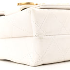 Calfskin Quilted Small Enchained Flap White