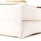 Calfskin Quilted Small Enchained Flap White