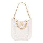 Calfskin Quilted Small Hobo White