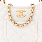 Calfskin Quilted Small Hobo White