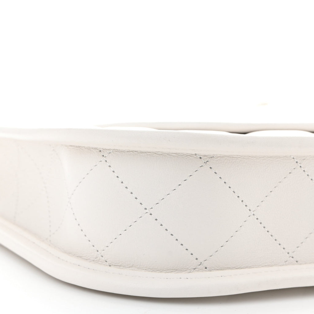 Calfskin Quilted Small Hobo White