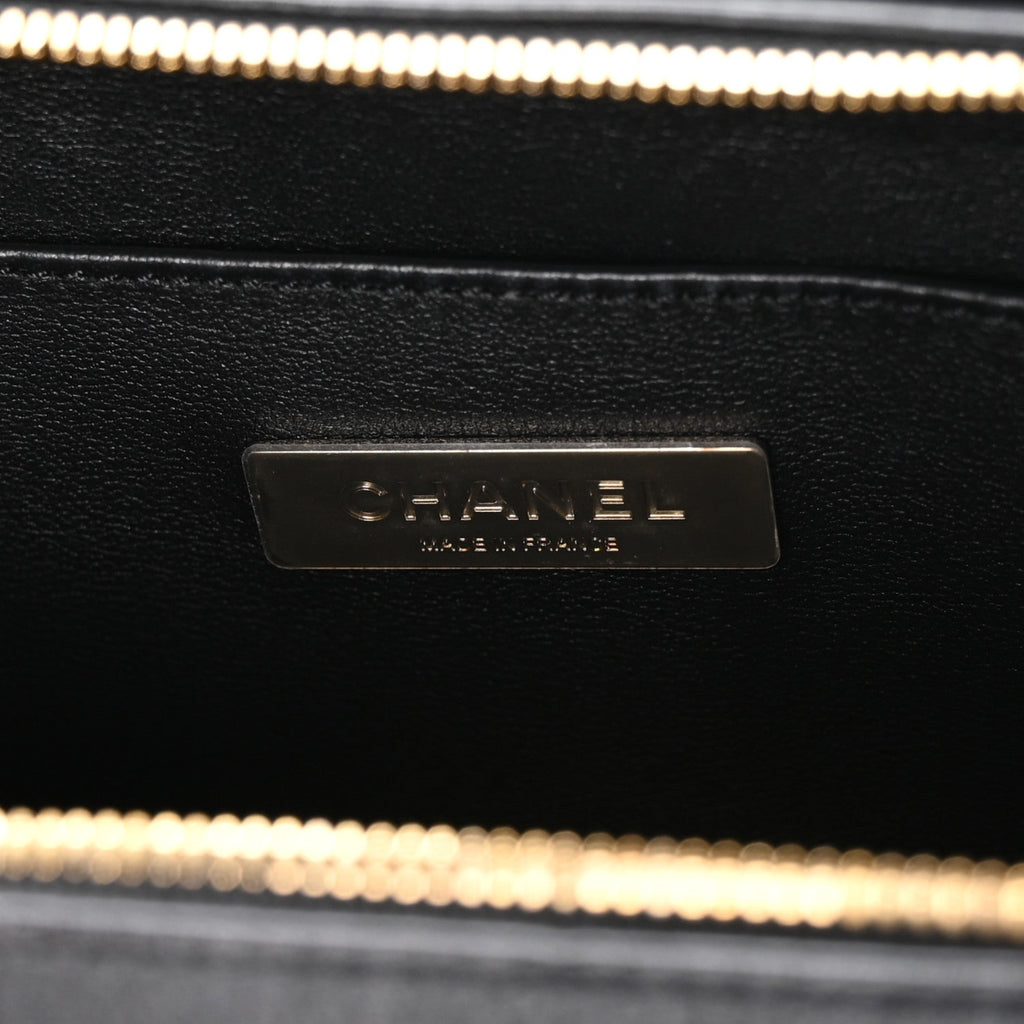 Calfskin Quilted Small Studded Square Vanity Case Black