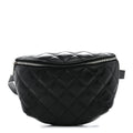 Calfskin Quilted Uniform Waist Belt Bag Black
