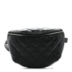 Calfskin Quilted Uniform Waist Belt Bag Black