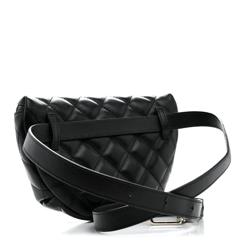 Calfskin Quilted Uniform Waist Belt Bag Black