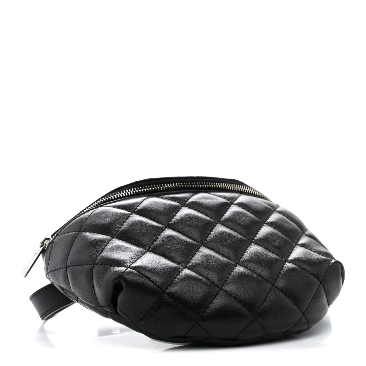 Calfskin Quilted Uniform Waist Belt Bag Black