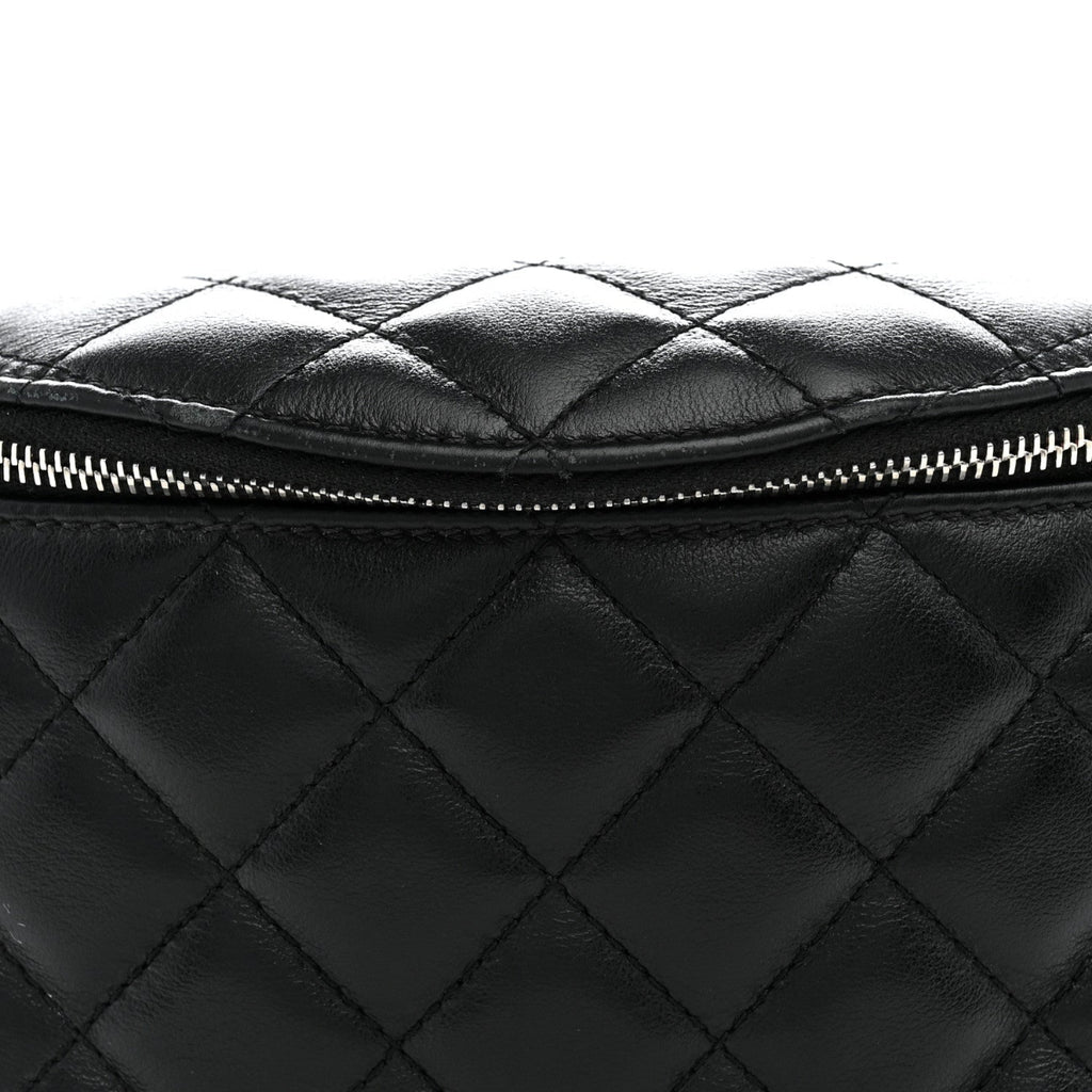 Calfskin Quilted Uniform Waist Belt Bag Black