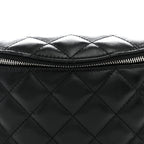 Calfskin Quilted Uniform Waist Belt Bag Black