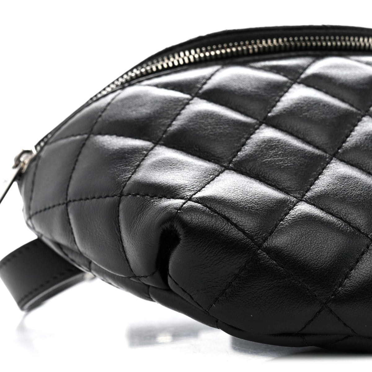 Calfskin Quilted Uniform Waist Belt Bag Black
