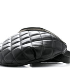 Calfskin Quilted Uniform Waist Belt Bag Black