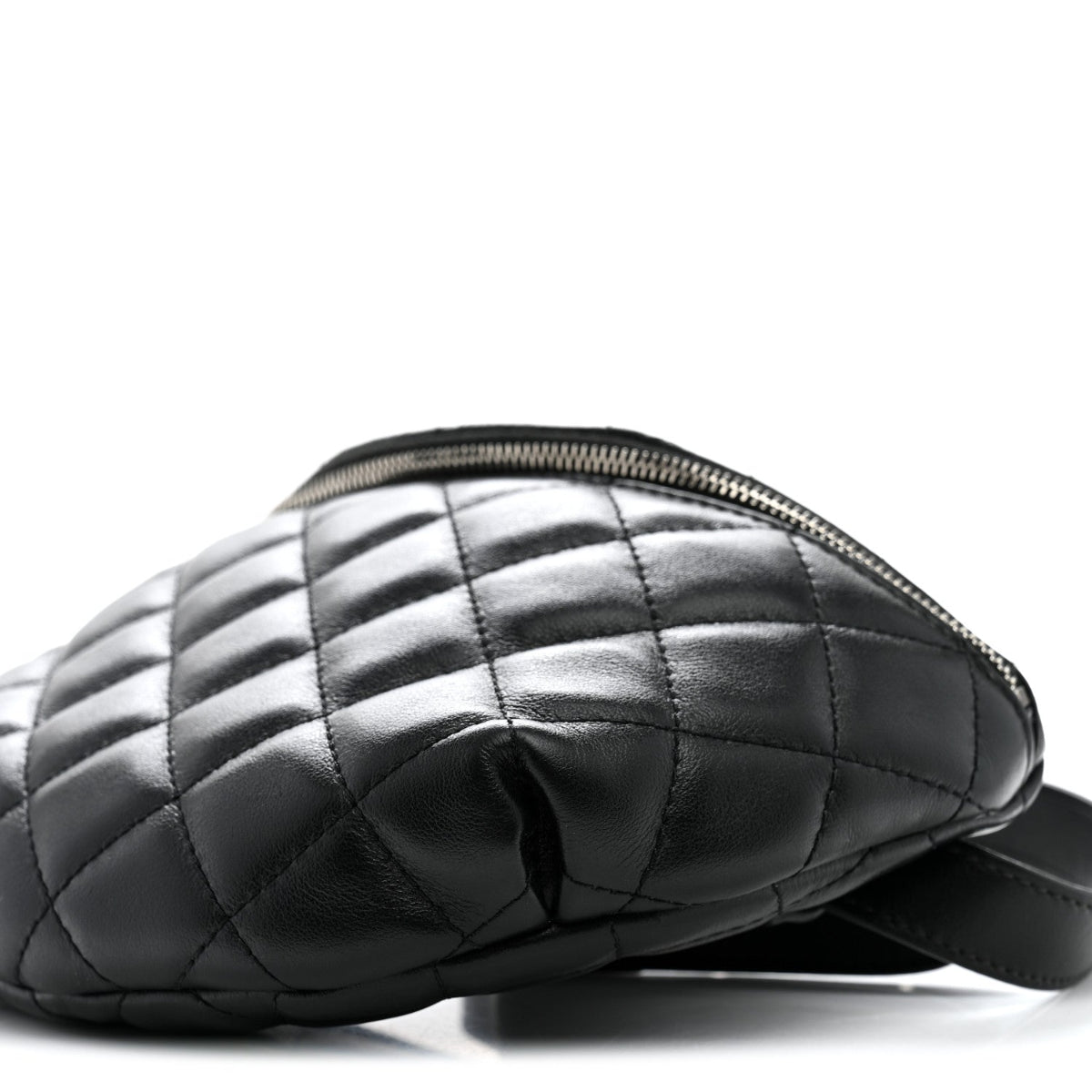 Calfskin Quilted Uniform Waist Belt Bag Black