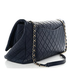 Calfskin Quilted XXL Travel Flap Bag Navy
