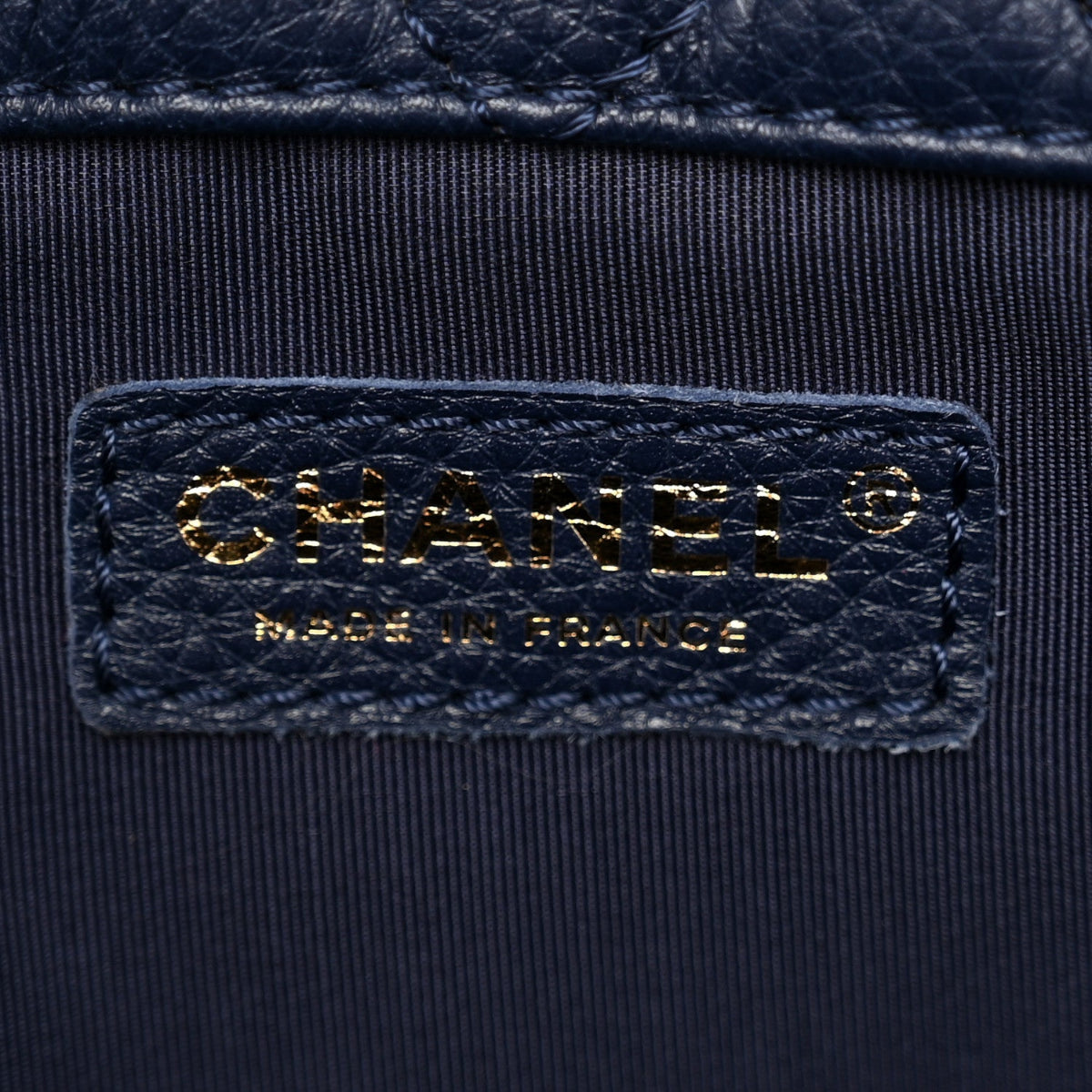 Calfskin Quilted XXL Travel Flap Bag Navy