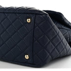 Calfskin Quilted XXL Travel Flap Bag Navy