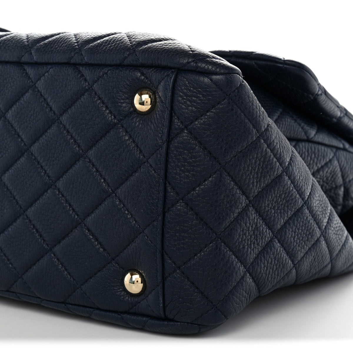Calfskin Quilted XXL Travel Flap Bag Navy