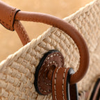Calfskin Raffia Paulas Ibiza Medium Anagram Basket Tote Bag Natural Tan