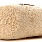 Calfskin Raffia Paulas Ibiza Medium Anagram Basket Tote Bag Natural Tan