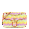 Calfskin Raffia Woven Small GG Marmont Shoulder Bag Multicolor