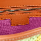 Calfskin Raffia Woven Small GG Marmont Shoulder Bag Multicolor