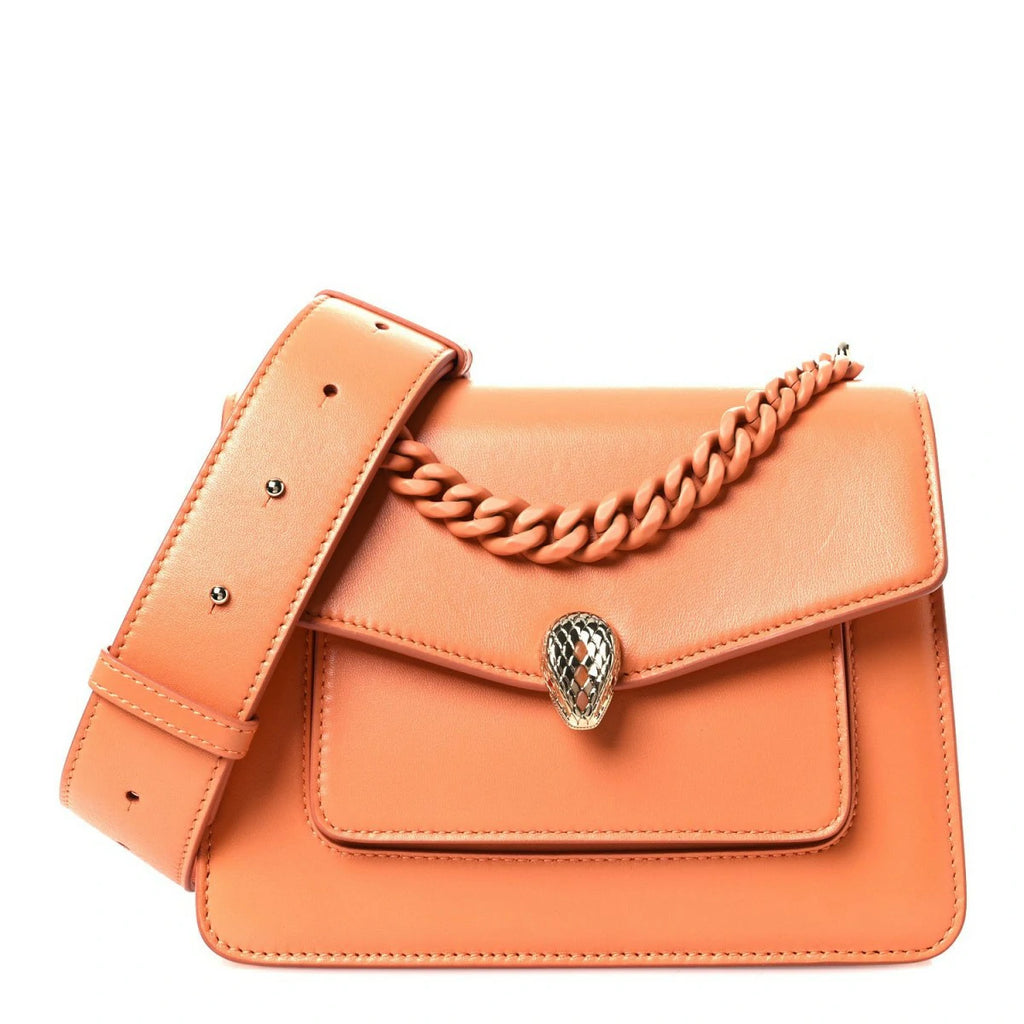 Calfskin Serpenti Forever Maxi Chain Crossbody Bag Orange