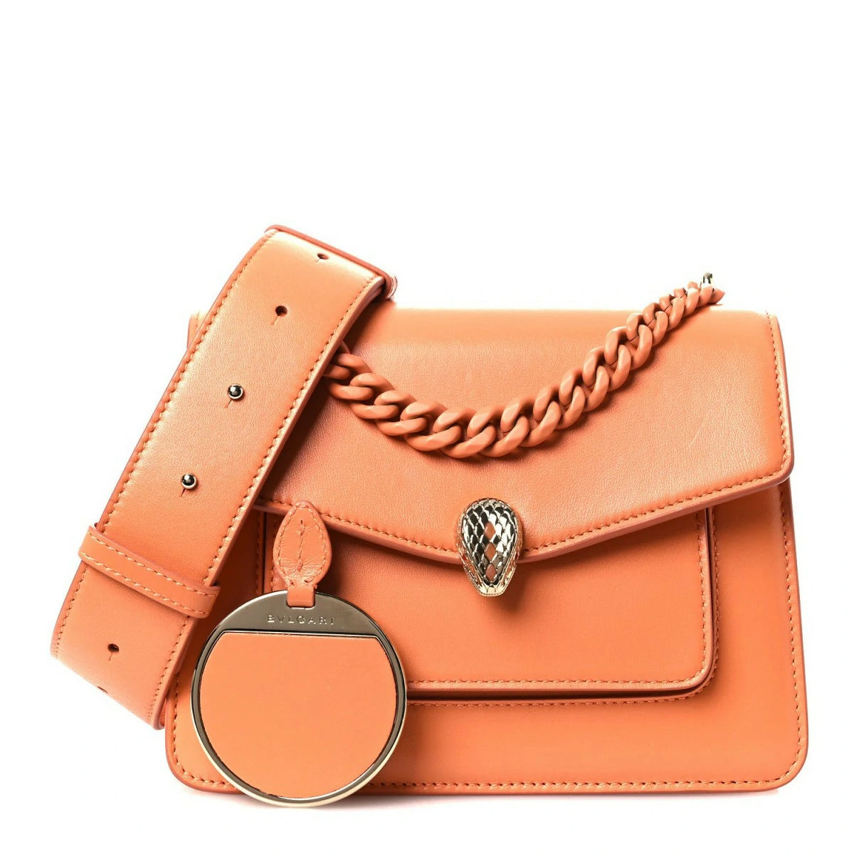 Calfskin Serpenti Forever Maxi Chain Crossbody Bag Orange