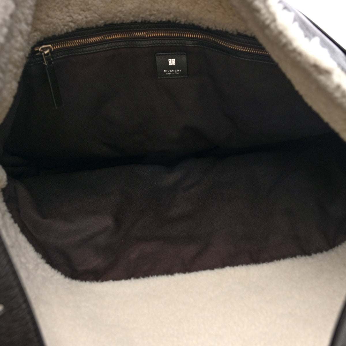 Calfskin Shearling Large Voyou Bag Chocolate