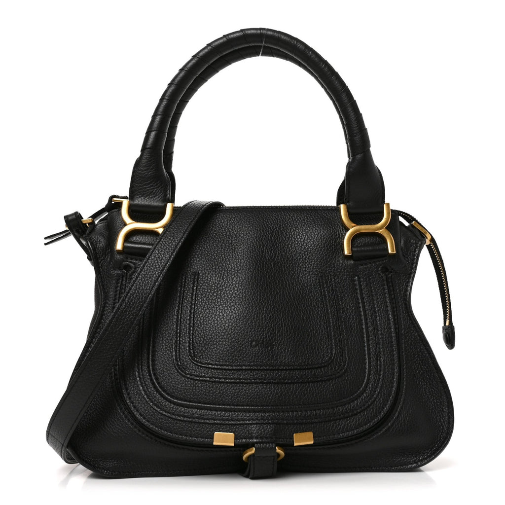 Calfskin Small Marcie Satchel Black