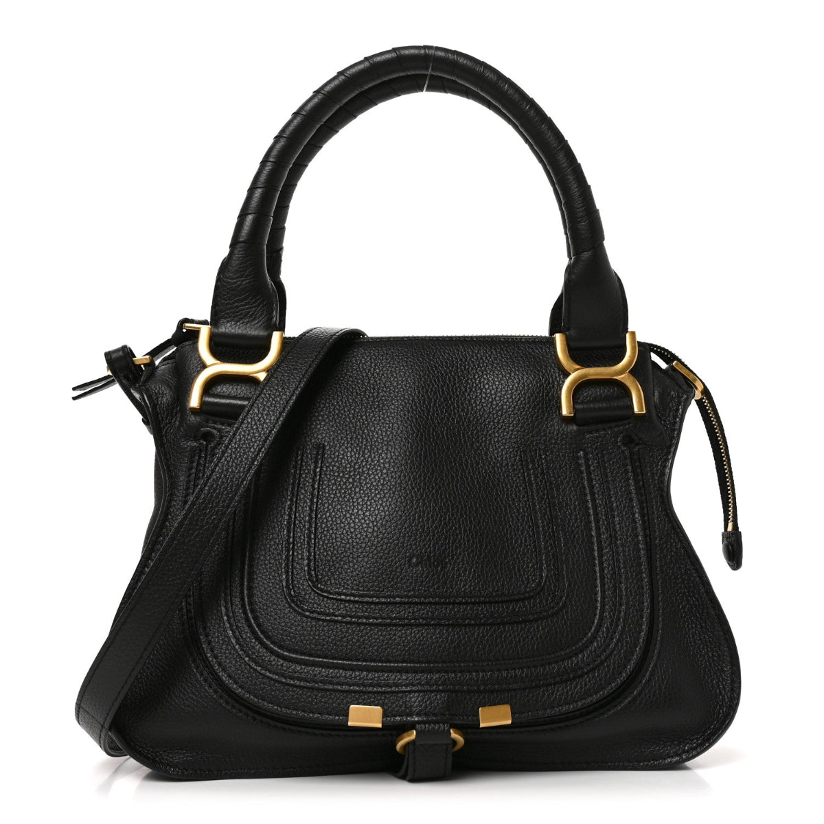 Calfskin Small Marcie Satchel Black
