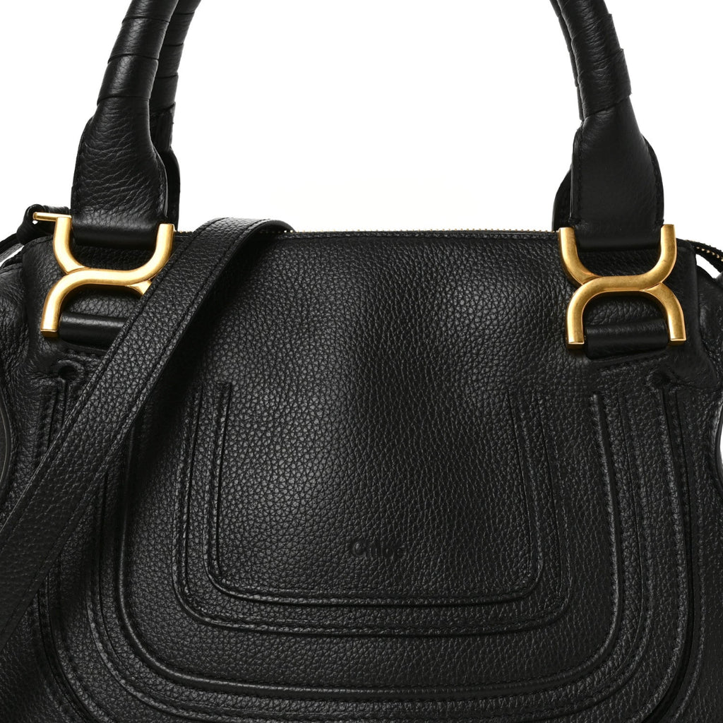 Calfskin Small Marcie Satchel Black