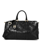 Calfskin Stitched Duffle Travel Bag Black